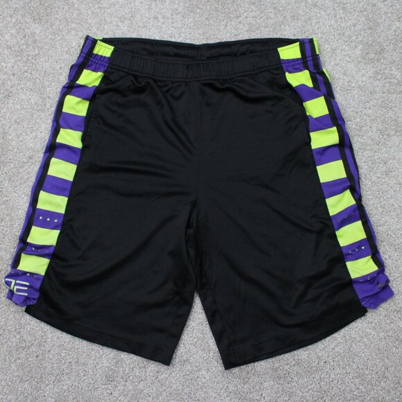 Nike Elite Shorts Mens Large Black/Purple/Yellow Dri-Fit Polyester w/ 10" inseam - Picture 1 of 13